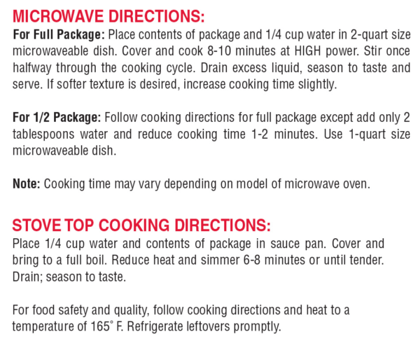 Microwave directions