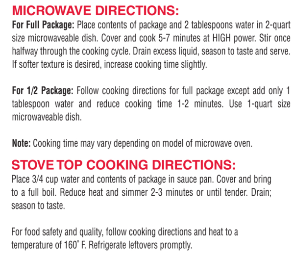 Microwave directions