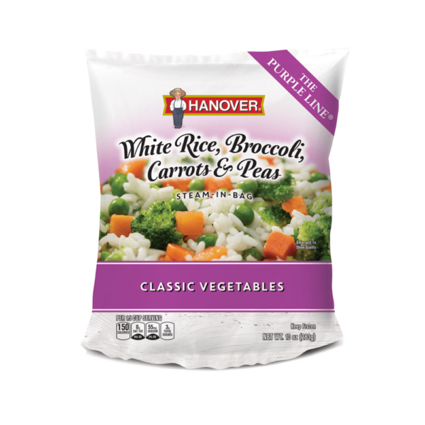 White Rice, Broccoli, Carrots and Peas