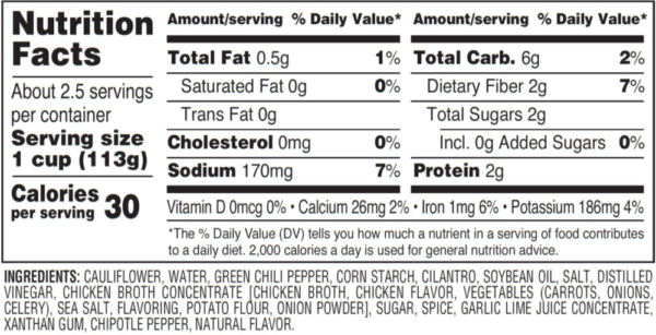Nutrition facts