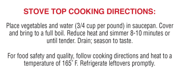 Stove top cooking directions
