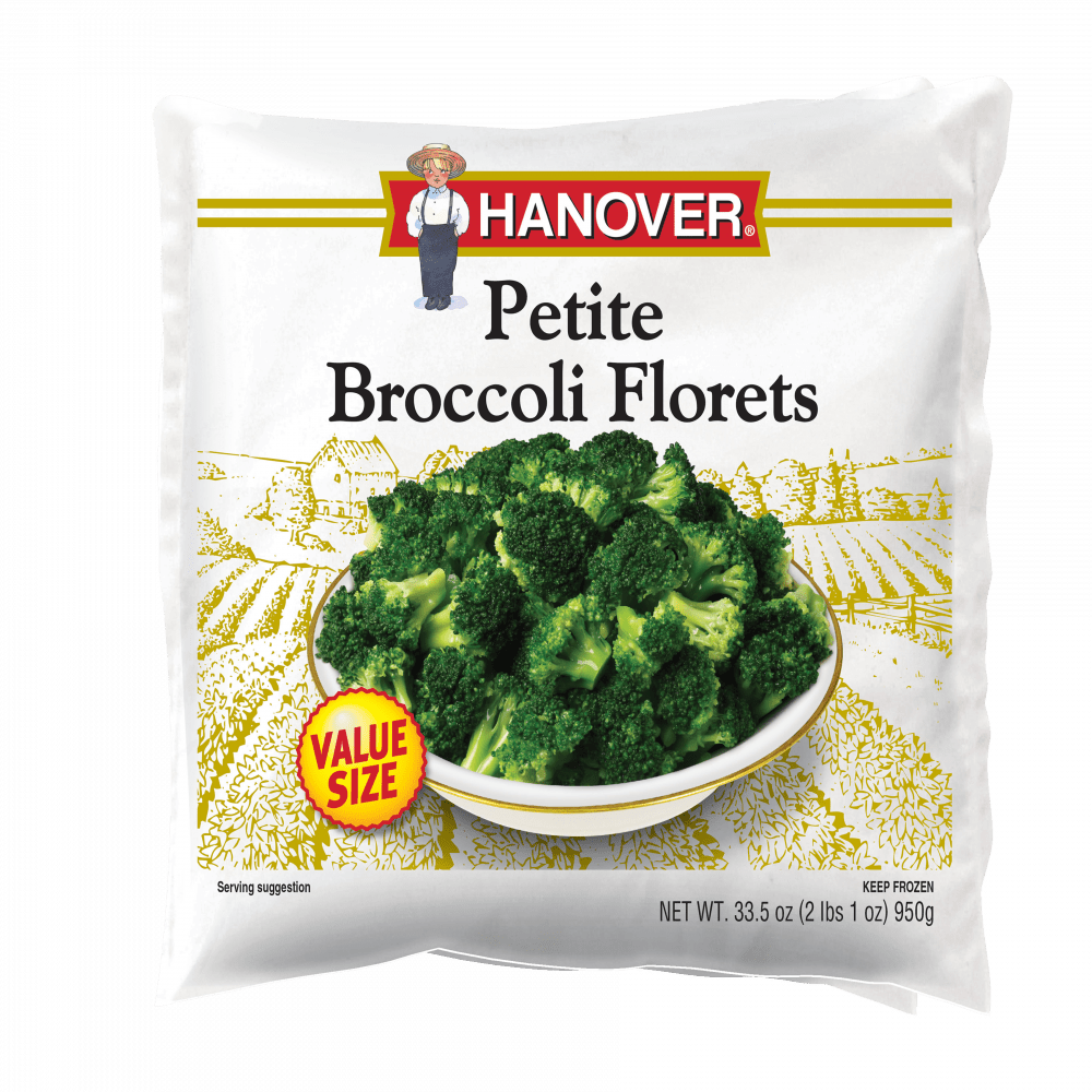 Hanover-Value-Line-Broccoli-Florets-Petite-33.5oz-28800-29296-8-rendering-side-01-transparent-e1600372778979 Petite Broccoli Florets